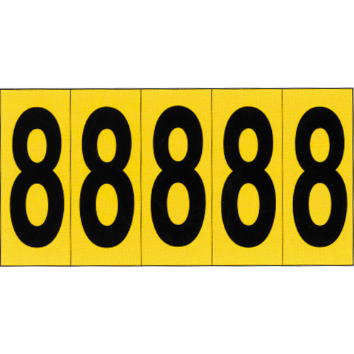 Individual Adhesive Number Markers, 8, 3-7/8" H, Black on Yellow Distribution Jean Lapalme