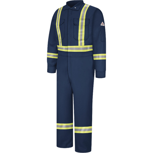 Combinaisons r&eacute;sistantes au feu avec bandes r&eacute;fl&eacute;chissantes, Taille 38, Bleu marine, 12,2 cal/cm² Distribution Jean Lapalme
