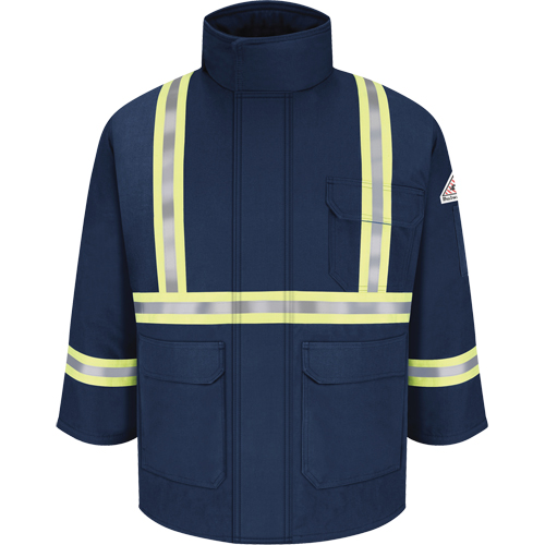 Flame Resistant Parkas with Reflective Striping, Men's, 3X-Large, Navy Blue Distribution Jean Lapalme