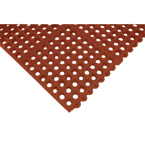 Anti-Fatigue Link Matting, Honeycomb, 3' x 3' x 1/2", Brown, Nitrile/Rubber Distribution Jean Lapalme
