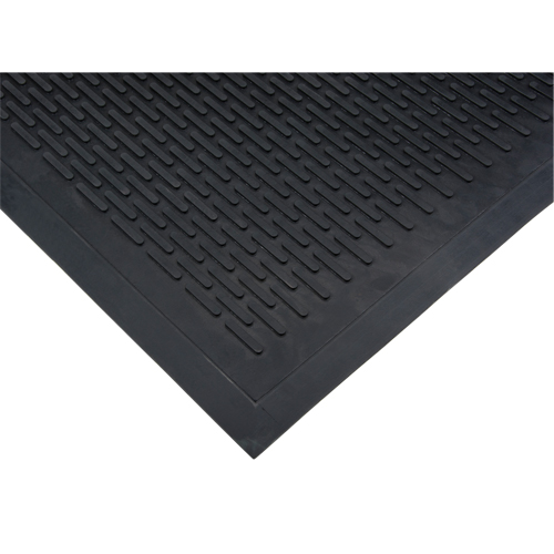 Low-Profile Matting, Rubber, Scraper Type, Solid Pattern, 3' x 5', Black Distribution Jean Lapalme