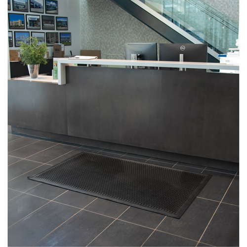 Low-Profile Matting, Rubber, Scraper Type, Solid Pattern, 3' x 5', Black Distribution Jean Lapalme