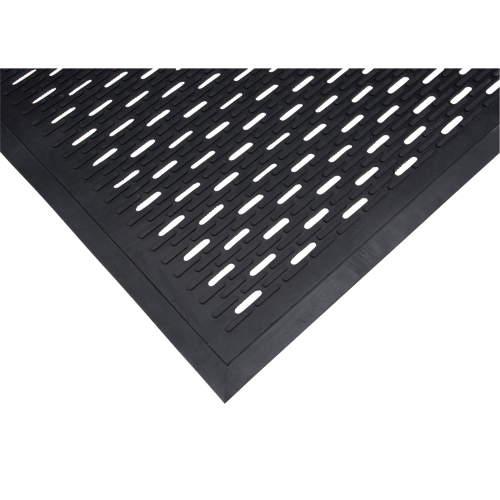 Low-Profile Matting, Rubber, Scraper Type, Slotted Pattern, 3' x 5', Black Distribution Jean Lapalme
