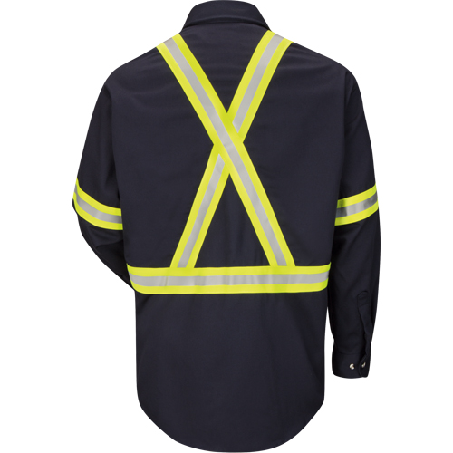Chemise de travail avec bordure r&eacute;fl&eacute;chissante, Coton/nylon, Petit, Bleu marin Distribution Jean Lapalme