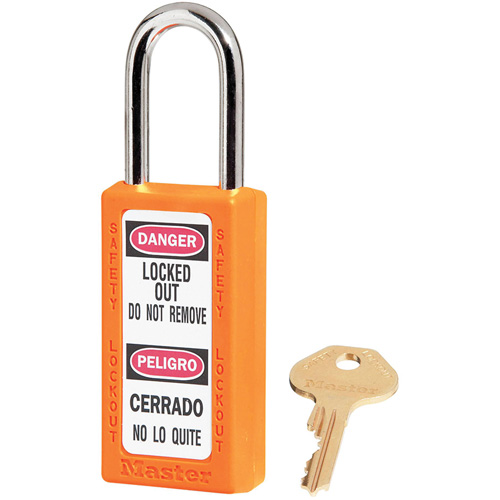Cadenas de s&eacute;curit&eacute; Zenex 411, Orange, Cl&eacute;s identiques, Thermoplastique, Largeur de 1-1/2" Distribution Jean Lapalme