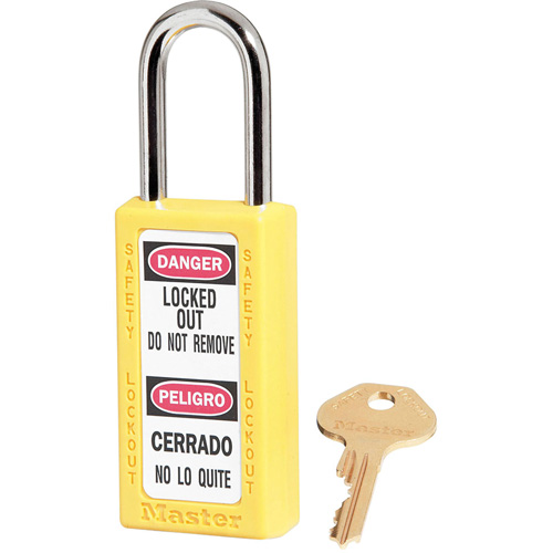 Cadenas de s&eacute;curit&eacute; Zenex 411, Jaune, Cl&eacute;s identiques, Thermoplastique, Largeur de 1-1/2" Distribution Jean Lapalme