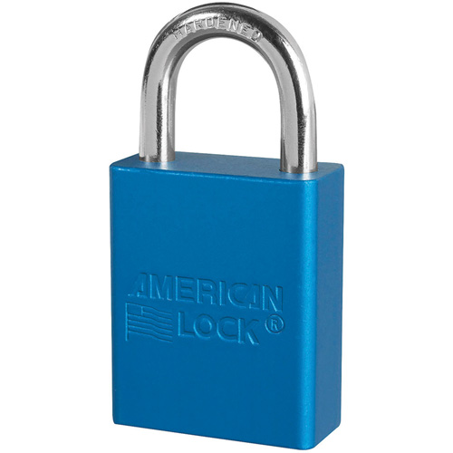 Cadenas de s&eacute;curit&eacute; American Lock, Bleu, Cl&eacute;s identiques, Aluminium, Largeur de 1-1/2" Distribution Jean Lapalme