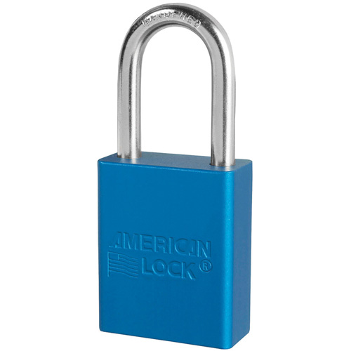 Cadenas de s&eacute;curit&eacute; American Lock, Bleu, Cl&eacute;s identiques, Aluminium, Largeur de 1-1/2" Distribution Jean Lapalme