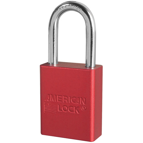 Cadenas de s&eacute;curit&eacute; American Lock, Rouge, Cl&eacute;s identiques, Aluminium, Largeur de 1-1/2" Distribution Jean Lapalme