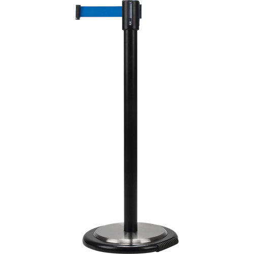 Barri&egrave;res sur pieds pour le contr&ocirc;le des foules, Acier, 35" h, Ruban Bleu, Longueur du ruban 7' Distribution Jean Lapalme