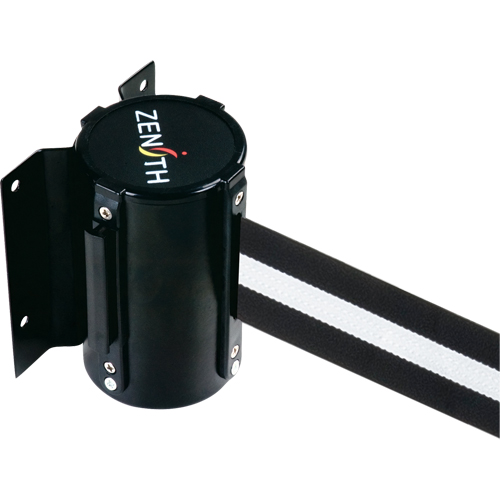 Wall Mount Barrier, Steel, Screw Mount, 7', Black/White Tape Distribution Jean Lapalme