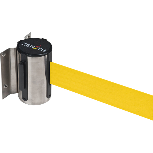 Wall Mount Barrier, Steel, Screw Mount, 12', Yellow Tape Distribution Jean Lapalme