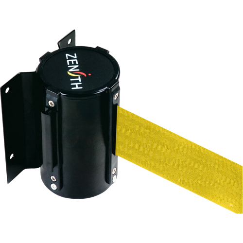 Wall Mount Barrier, Steel, Screw Mount, 12', Yellow Tape Distribution Jean Lapalme