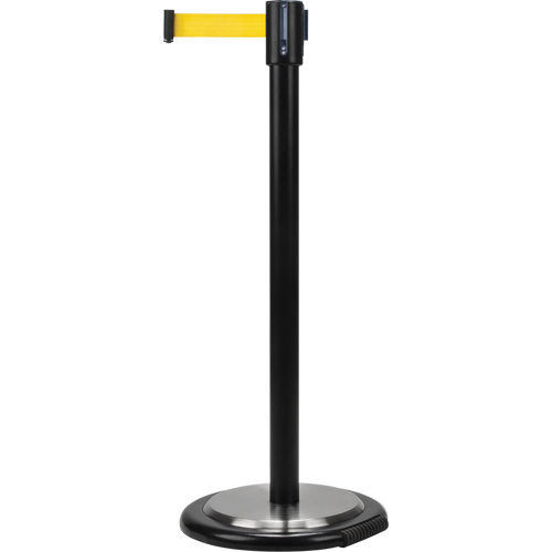 Barri&egrave;res sur pieds pour le contr&ocirc;le des foules, Acier, 35" h, Ruban Jaune, Longueur du ruban 12' Distribution Jean Lapalme