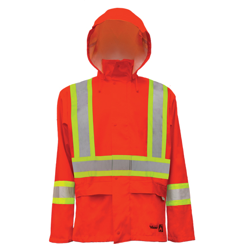 Vestes de s&eacute;curit&eacute; imperm&eacute;ables ignifuges haute visibilit&eacute; en polyur&eacute;thane, Petit, Orange haute visibilit&eacute; Distribution Jean Lapalme