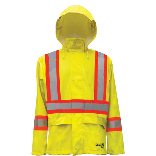 Vestes de s&eacute;curit&eacute; imperm&eacute;ables ignifuges haute visibilit&eacute; en polyur&eacute;thane, Petit, Jaune lime haute visibilit&eacute; Distribution Jean Lapalme