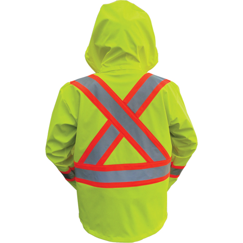 Vestes de s&eacute;curit&eacute; imperm&eacute;ables ignifuges haute visibilit&eacute; en polyur&eacute;thane, Petit, Jaune lime haute visibilit&eacute; Distribution Jean Lapalme