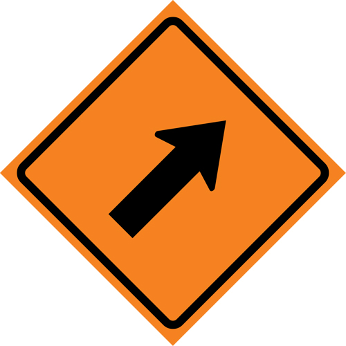 Right Diagonal Arrow Roll-Up Traffic Sign, 36" x 36", Vinyl, Pictogram Distribution Jean Lapalme