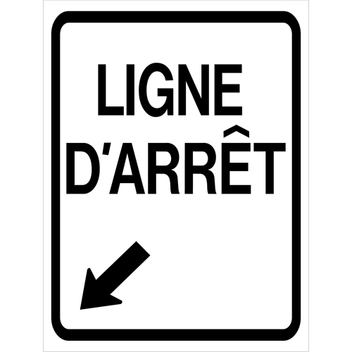 "Ligne d'Arr&ecirc;t" Roll-Up Traffic Sign, 23-3/5" x 29-1/2", Vinyl, French with Pictogram Distribution Jean Lapalme