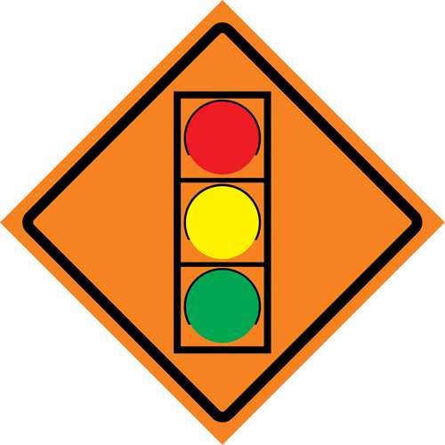 Stop Light Roll-Up Traffic Sign, 29-1/2" x 29-1/2", Vinyl, Pictogram Distribution Jean Lapalme