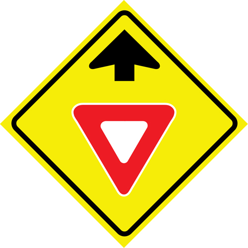 "Yield Ahead" Roll-Up Traffic Sign, 36" x 36", Vinyl, Pictogram Distribution Jean Lapalme