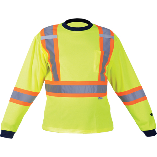 Chemise de s&eacute;curit&eacute; &agrave; manches longues, Polyester, Moyen, Jaune lime haute visibilit&eacute; Distribution Jean Lapalme