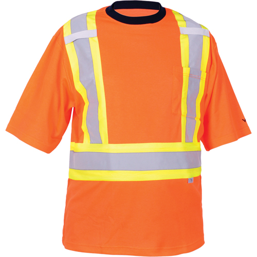 Safety T-Shirt, Polyester, Medium, High Visibility Orange Distribution Jean Lapalme