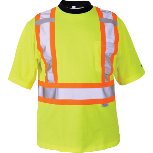 Safety T-Shirt, Polyester, Medium, High Visibility Lime-Yellow Distribution Jean Lapalme