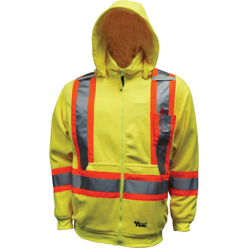 Chandail &agrave; capuchon de s&eacute;curit&eacute; en molleton, Polyester, Petit, Jaune lime haute visibilit&eacute; Distribution Jean Lapalme