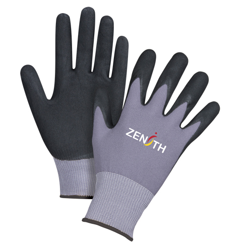 Gants ZX-1 de premi&egrave;re qualit&eacute; compatibles avec les &eacute;crans tactiles, 10/T-Grand, R&ecirc;vetement Nitrile/Mousse de nitrile, Calibre 15, Enveloppe en Nylon Distribution Jean Lapalme