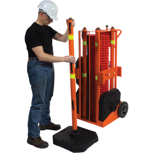 Portable Safety Zone, 100' L, Steel, Orange Distribution Jean Lapalme
