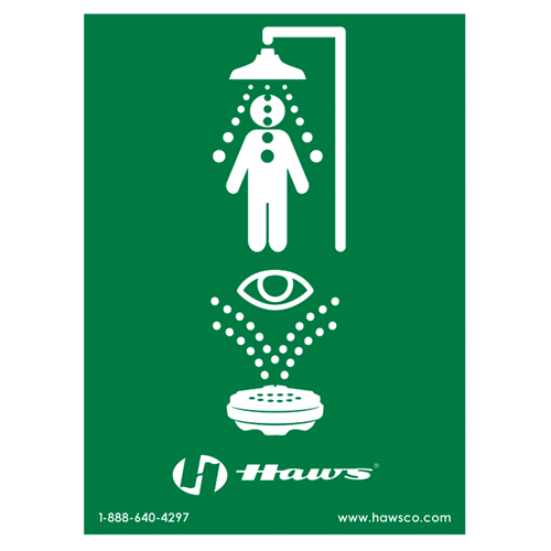 Emergency Shower/Eyewash Sign, 24" x 18", Plastic, Pictogram Distribution Jean Lapalme