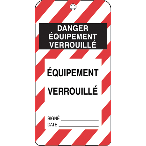 &eacute;tiquettes de verrouillage, Plastique, 3" la x 5-3/4" h, Français Distribution Jean Lapalme