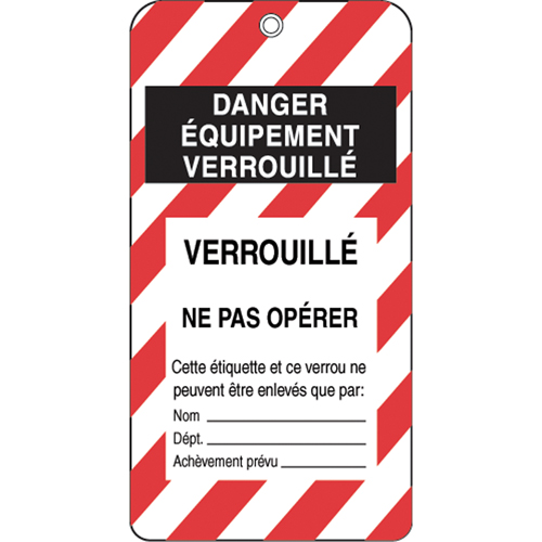 &eacute;tiquettes de verrouillage, Plastique, 3" la x 5-3/4" h, Français Distribution Jean Lapalme