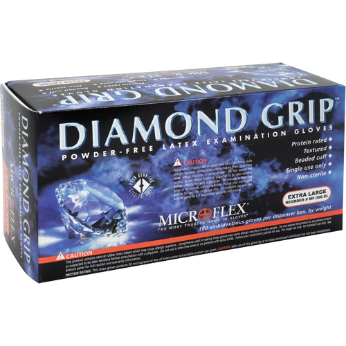 Diamond Grip Examination Gloves, X-Large, Latex, 8-mil, Powder-Free, Natural, Class 2 Distribution Jean Lapalme