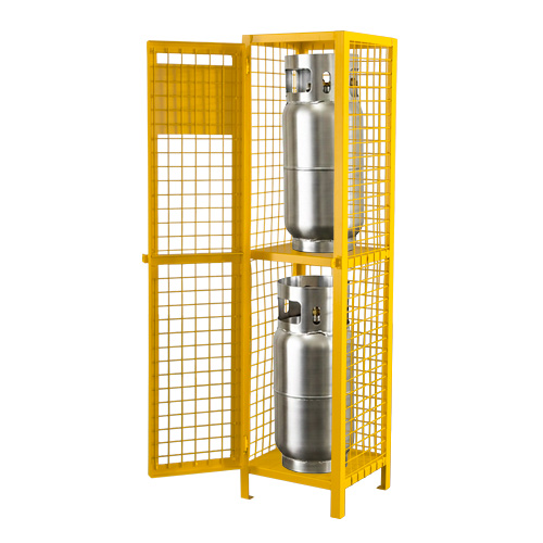 Gas Cylinder Cabinets, 2 Cylinder Capacity, 17" W x 17" D x 69" H, Yellow Distribution Jean Lapalme