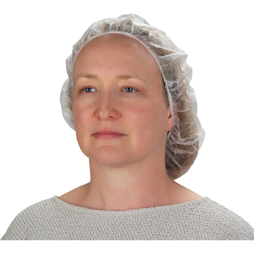 Non-Woven Bouffant Caps, Polypropylene, 21"/Large, White Distribution Jean Lapalme