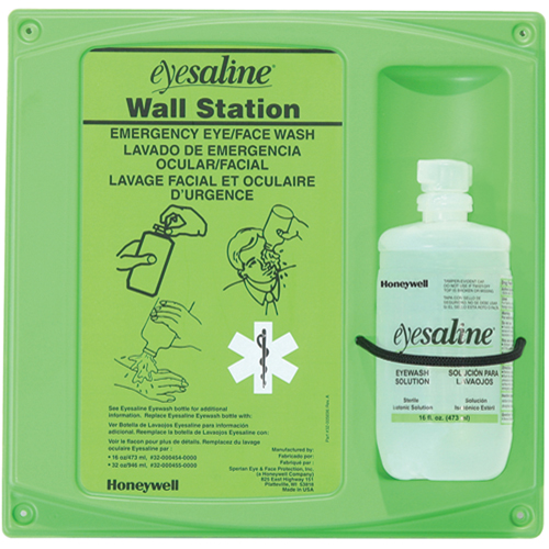 Support mural pour solution saline de douche oculaire, Simple Distribution Jean Lapalme