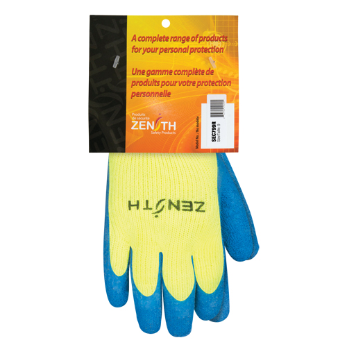 Gants haute visibilit&eacute; doubl&eacute;s d'acrylique de caoutchouc naturel, 9, R&ecirc;vetement Latex de caoutchouc, Calibre 7, Enveloppe en Acrylique Distribution Jean Lapalme