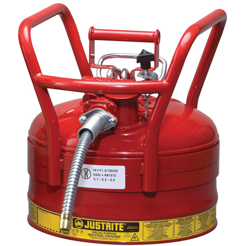 D.O.T. AccuFlow Safety Cans, Type II, Steel, 2.5 US gal., Red, FM Approved Distribution Jean Lapalme