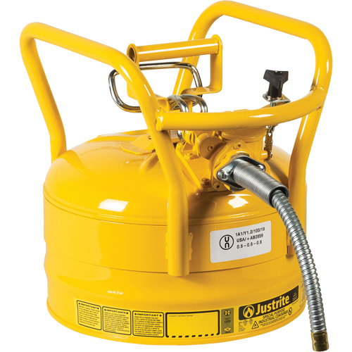 D.O.T. AccuFlow Safety Cans, Type II, Steel, 2.5 US gal., Yellow, FM Approved Distribution Jean Lapalme