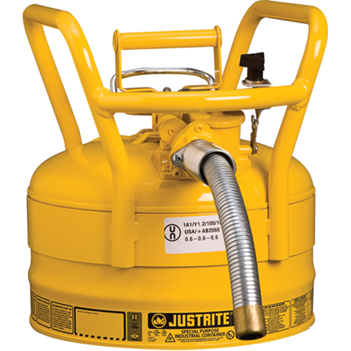 D.O.T. AccuFlow Safety Cans, Type II, Steel, 2.5 US gal., Yellow, FM Approved Distribution Jean Lapalme