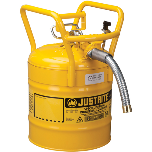 Bidons s&eacute;curitaires D.O.T. de AccuFlow, Type II, Acier, 5 gal. US, Jaune, Homologu&eacute; FM Distribution Jean Lapalme