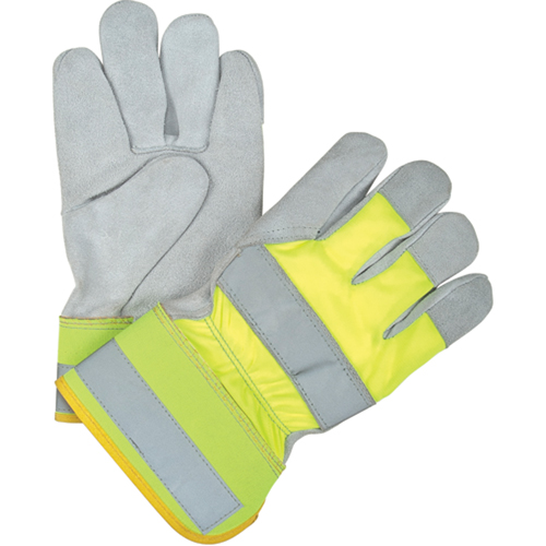 Premium Quality High Visibility Fitters Gloves, Large, Split Cowhide Palm, Cotton Inner Lining Distribution Jean Lapalme