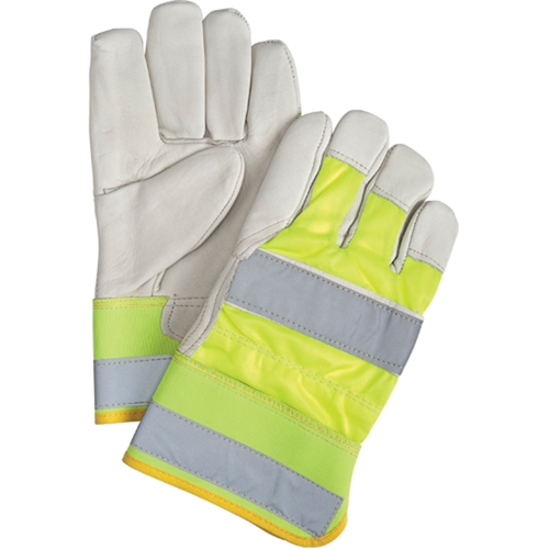 Gants d'ajusteur haute visibilit&eacute; de premi&egrave;re qualit&eacute;, Grand, Paume en Cuir fleur de vache Distribution Jean Lapalme