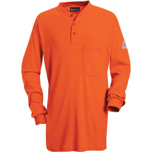 Chemises Henley sans &eacute;tiquette &agrave; manches longues r&eacute;sistantes aux flammes, Petit, Orange Distribution Jean Lapalme