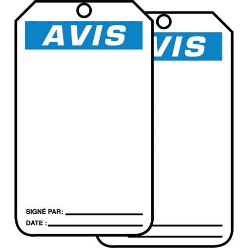 &eacute;tiquettes de s&eacute;curit&eacute; en français - &eacute;tiquettes avec ent&ecirc;ge vierge, Papier cartonn&eacute;, 3-1/8" la x 5-7/8" h, Français Distribution Jean Lapalme