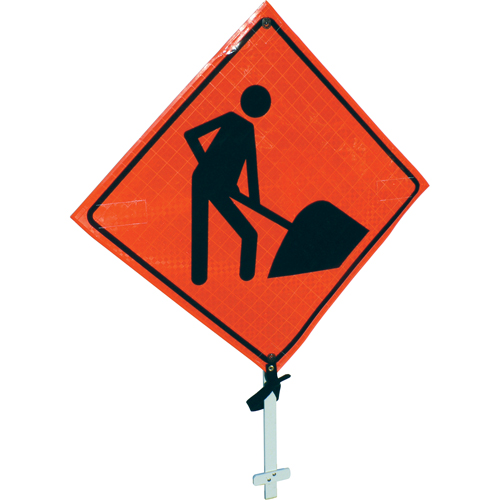 Men At Work Pole Sign, 24" x 24", Vinyl, Pictogram Distribution Jean Lapalme