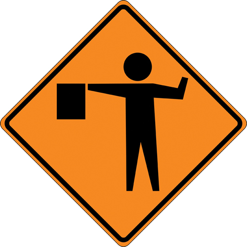 Panneau de construction enroulable - Tilt-Adjust signaleur, 36" x 36", Vinyle, Pictogramme Distribution Jean Lapalme