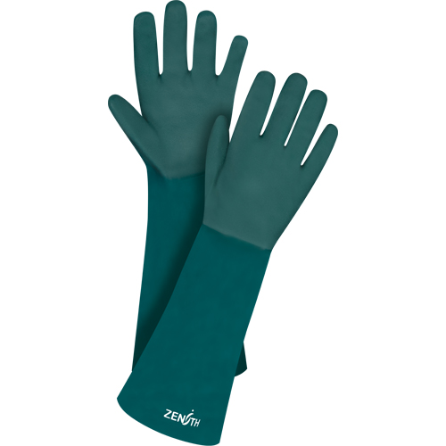 Double Dipped Green Gloves, 18" L, PVC, Cotton Jersey Inner Lining, 70-mil Distribution Jean Lapalme
